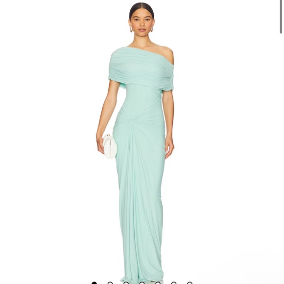 Deme by Gabriella Katya Dress in Mint Elegant Mint Green Off-Shoulder Dress - Picture 1 of 4